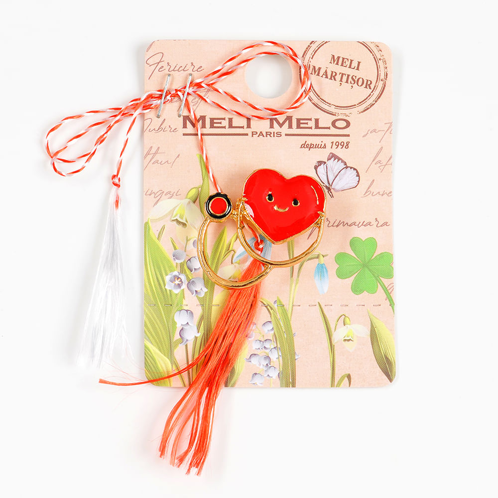 Brosa martisor stetoscop auriu cu inima rosie - 1 | YEO