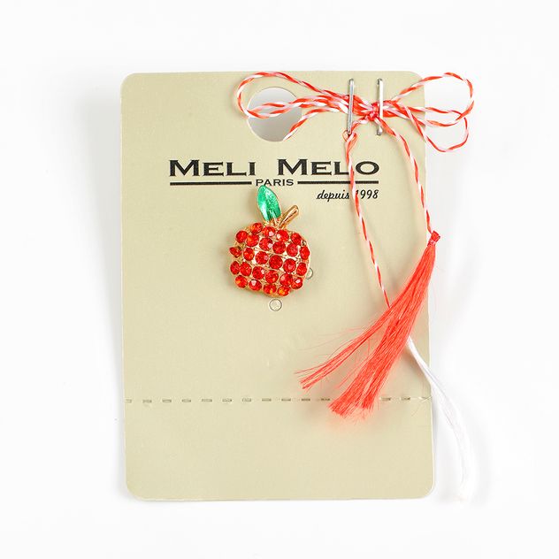 Brosa martisor mar cu pietre rosii
