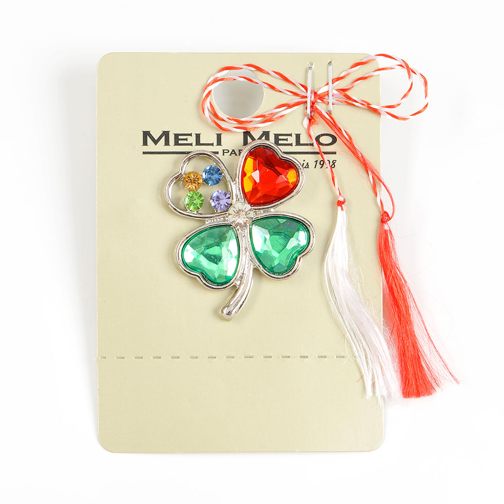 Brosa martisor trifoi cu frunza rosie - 1 | YEO