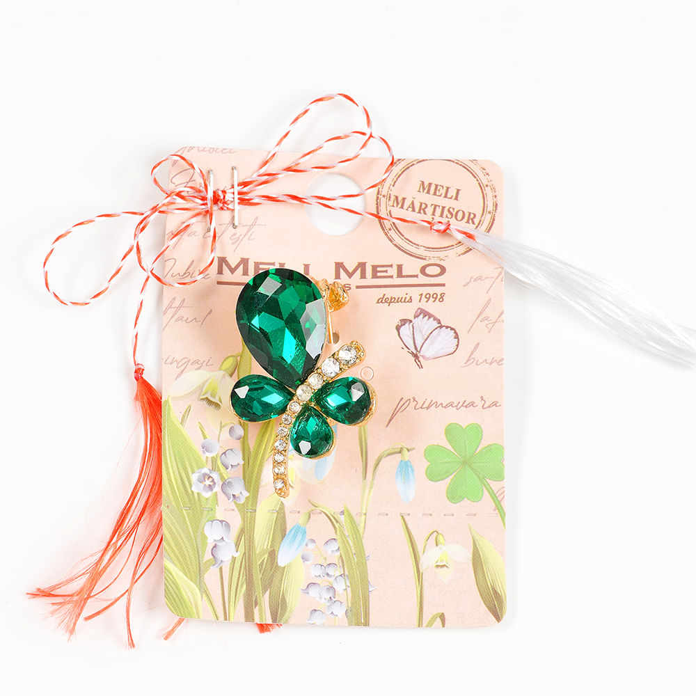 Brosa martisor fluture cu aripi verzi - 1 | YEO