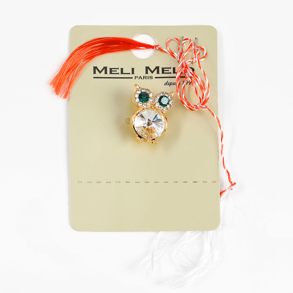 Brosa martisor bufnita cu pietre albe - 1 | YEO