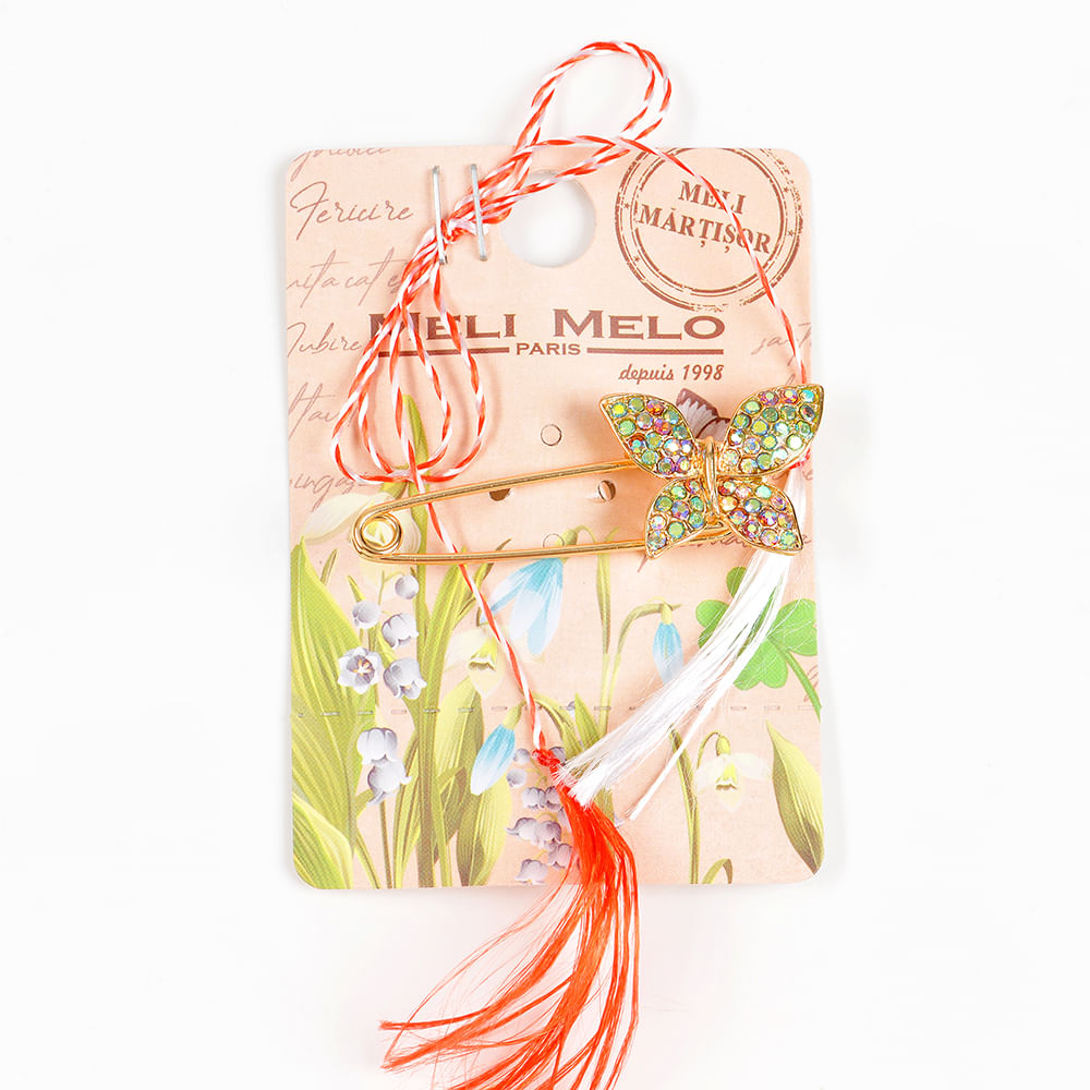 Brosa martisor ac auriu cu fluture - 1 | YEO