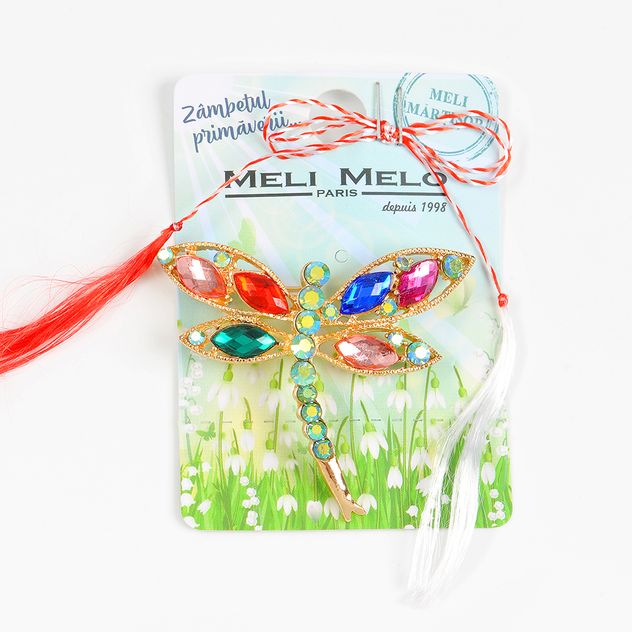 Brosa martisor libelula cu pietre multicolore