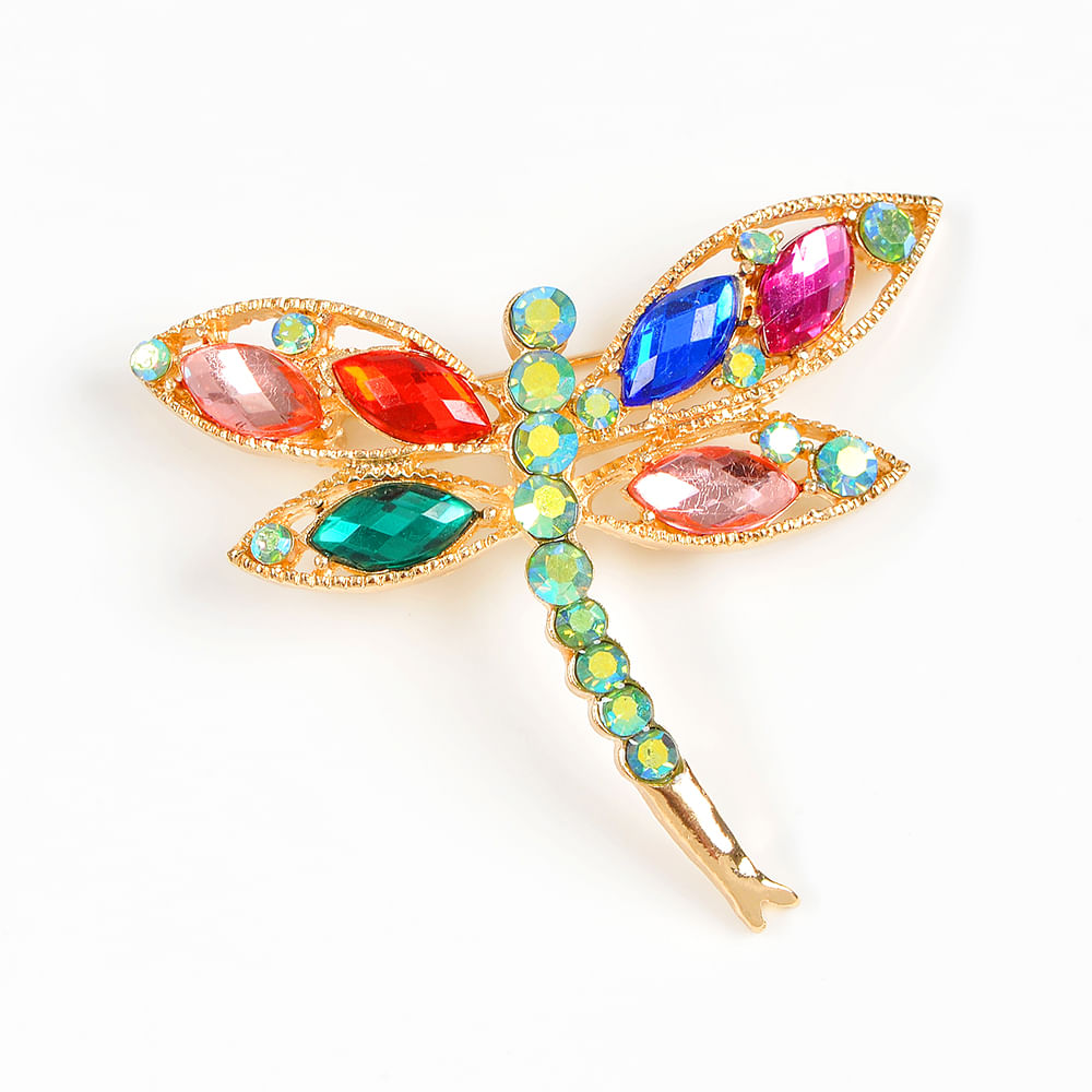 Brosa martisor libelula cu pietre multicolore - 2 | YEO