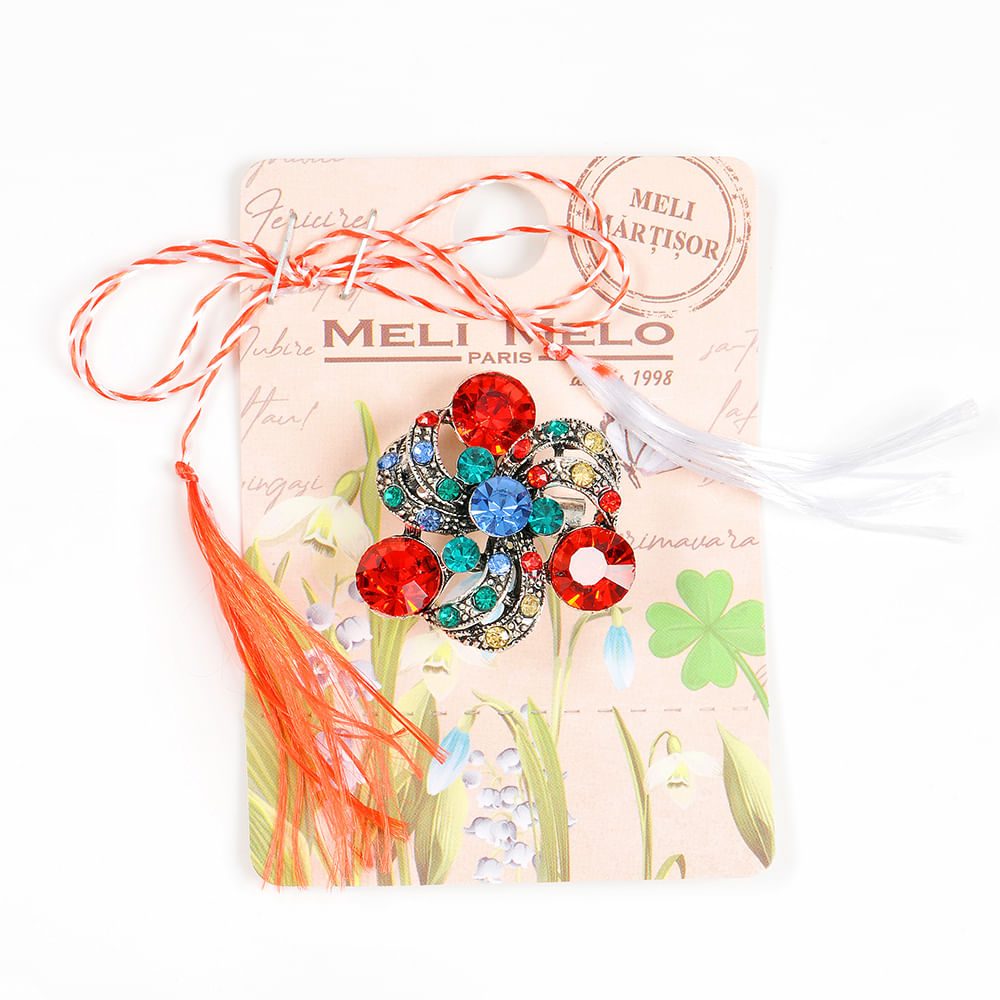 Brosa martisor eleganta cu pietre multicolore - 1 | YEO