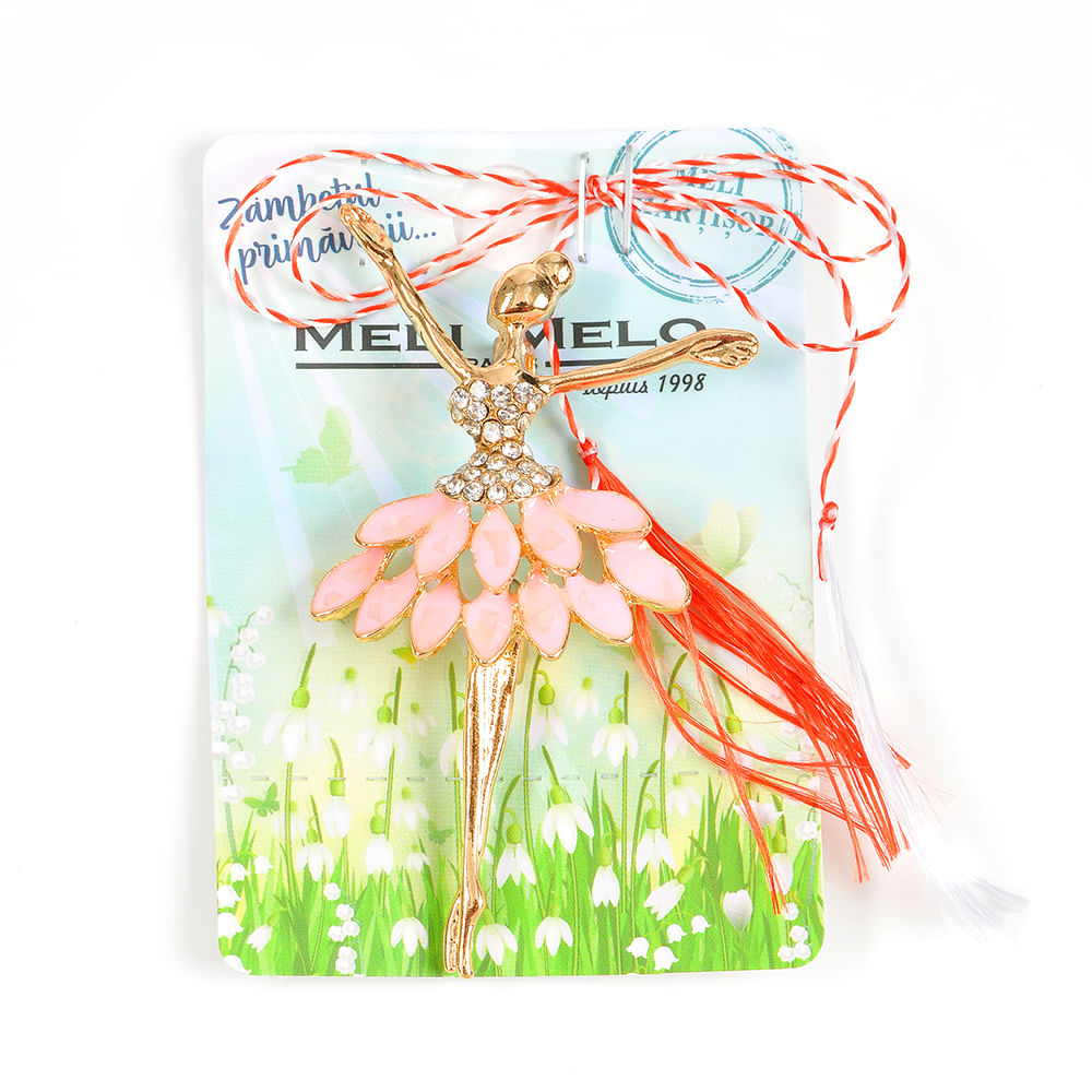 Brosa martisor balerina cu fusta roz - 1 | YEO