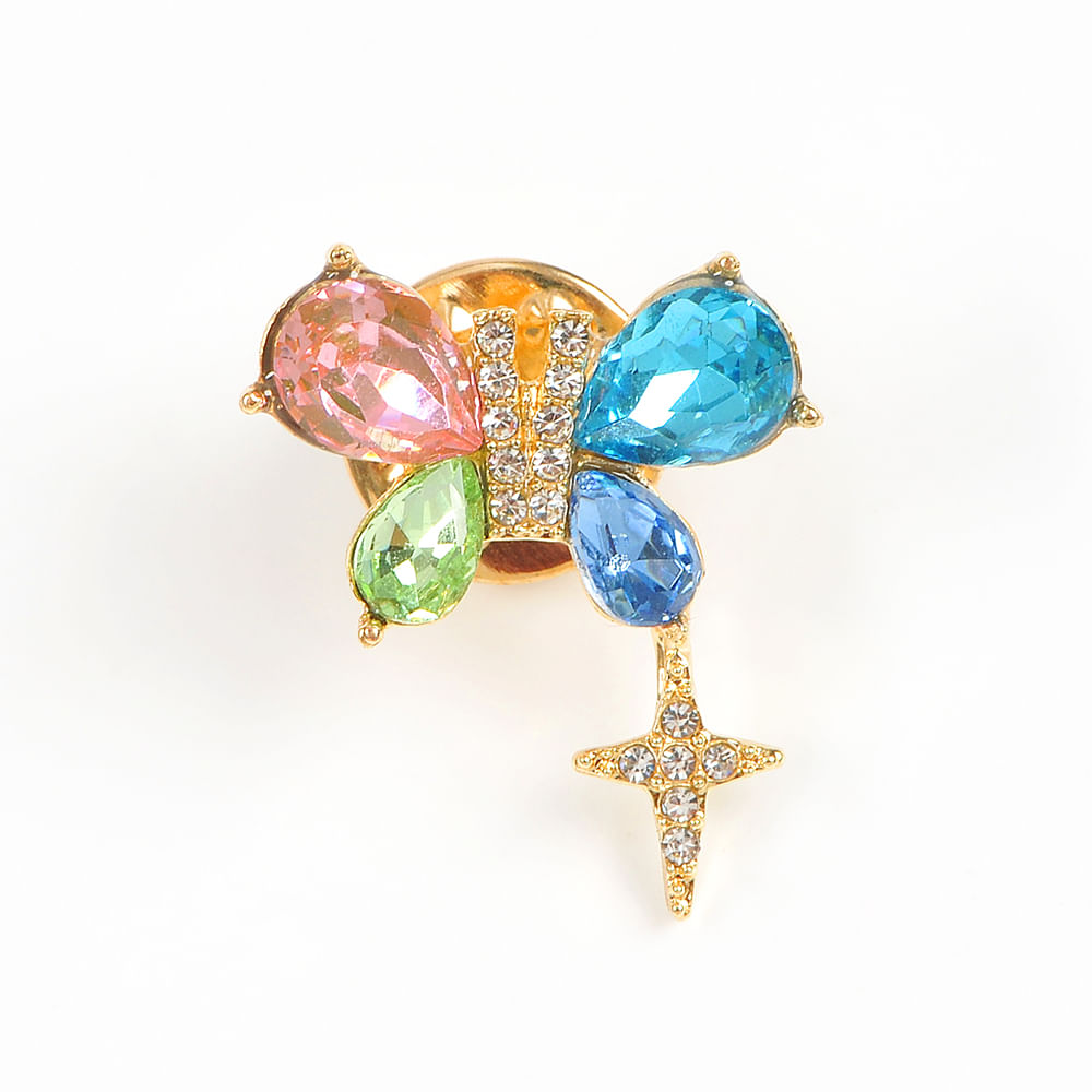 Brosa martisor fluture cu pietre multicolore - 2 | YEO
