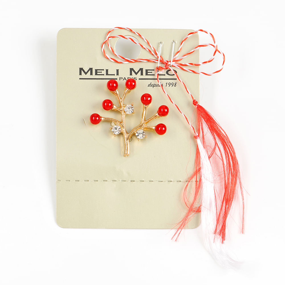 Brosa martisor cu pietre acrilice rosii - 1 | YEO