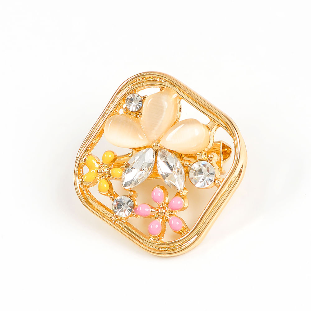Brosa aurie martisor cu flori multicolore - 2 | YEO