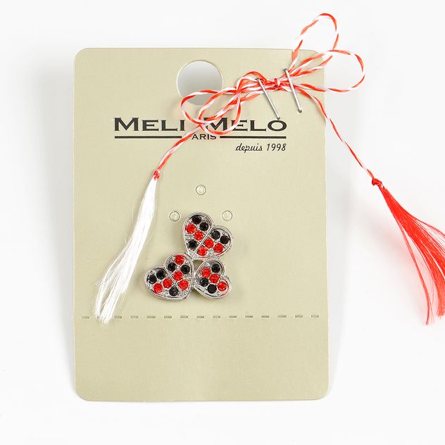 Brosa martisor 3 inimi cu pietre multicolore