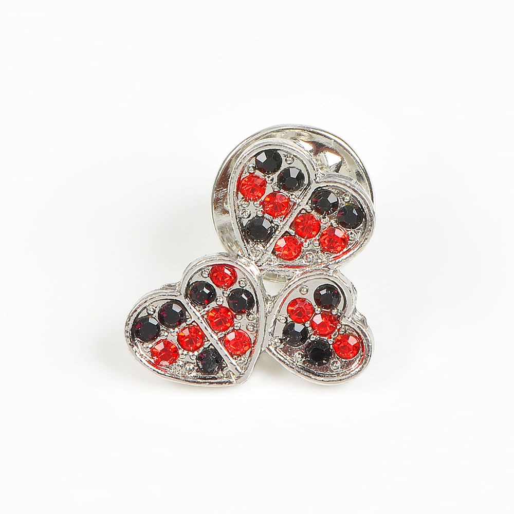 Brosa martisor 3 inimi cu pietre multicolore - 2 | YEO