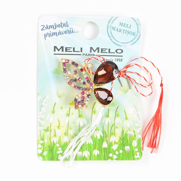 Brosa martisor eleganta fluture cu pietre mov