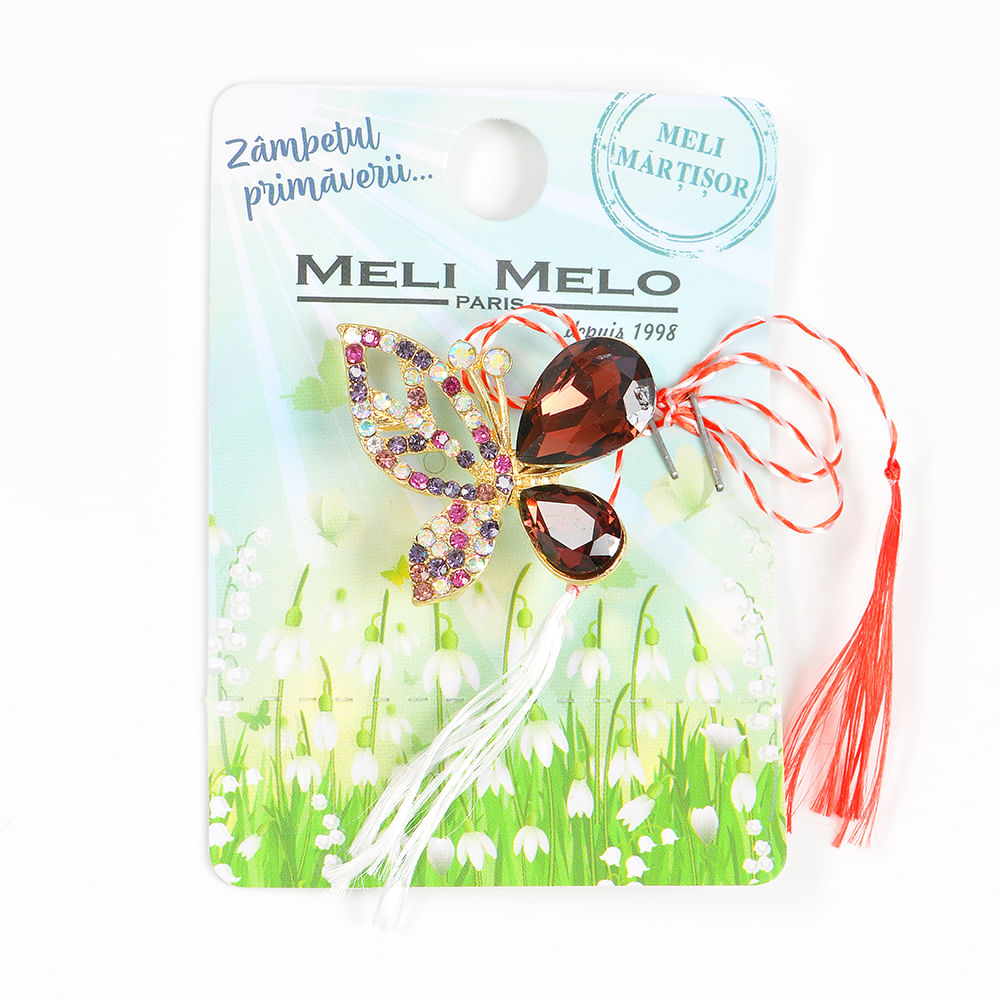 Brosa martisor eleganta fluture cu pietre mov - 1 | YEO