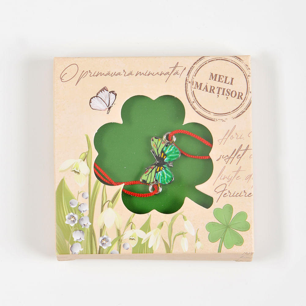 Bratara martisor cu fluture verde
