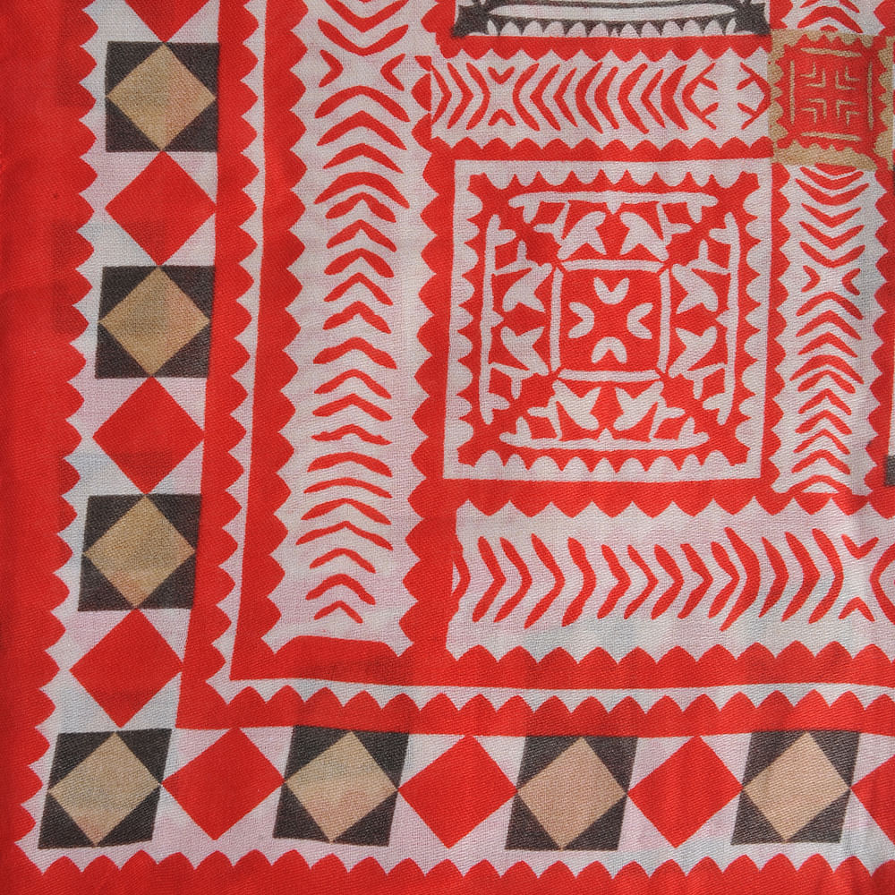 Esarfa rosie cu modele geometrice - 2 | YEO