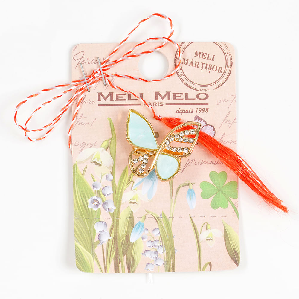 Brosa martisor fluture cu aripi sidefate - 1 | YEO