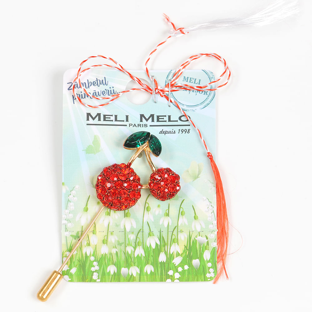 Brosa martisor tip ac de rever cu cirese - 1 | YEO