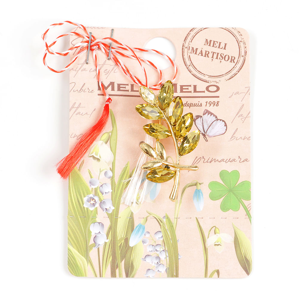 Brosa martisor frunza aurie - 1 | YEO
