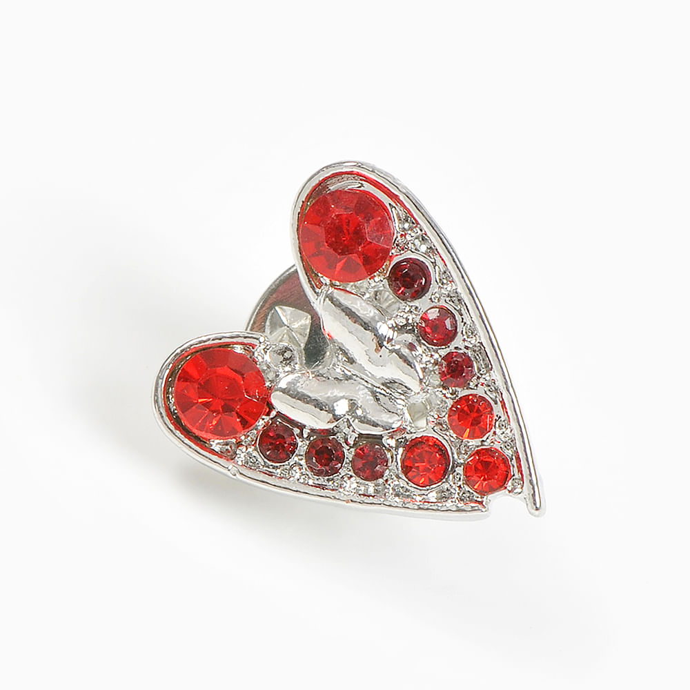 Brosa martisor inima cu pietre rosii - 2 | YEO