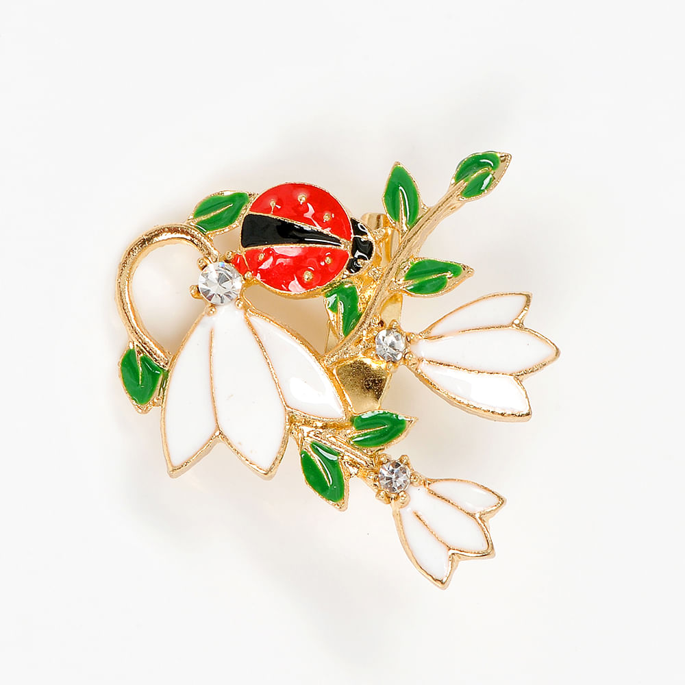 Brosa martisor ghiocei cu buburuza rosie - 2 | YEO