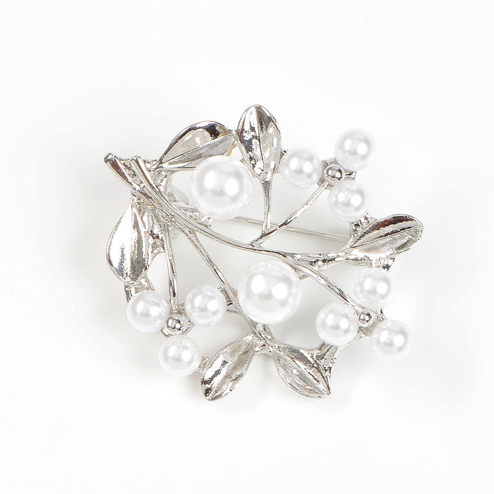 Brosa martisor flori cu perle albe acrilice - 2 | YEO