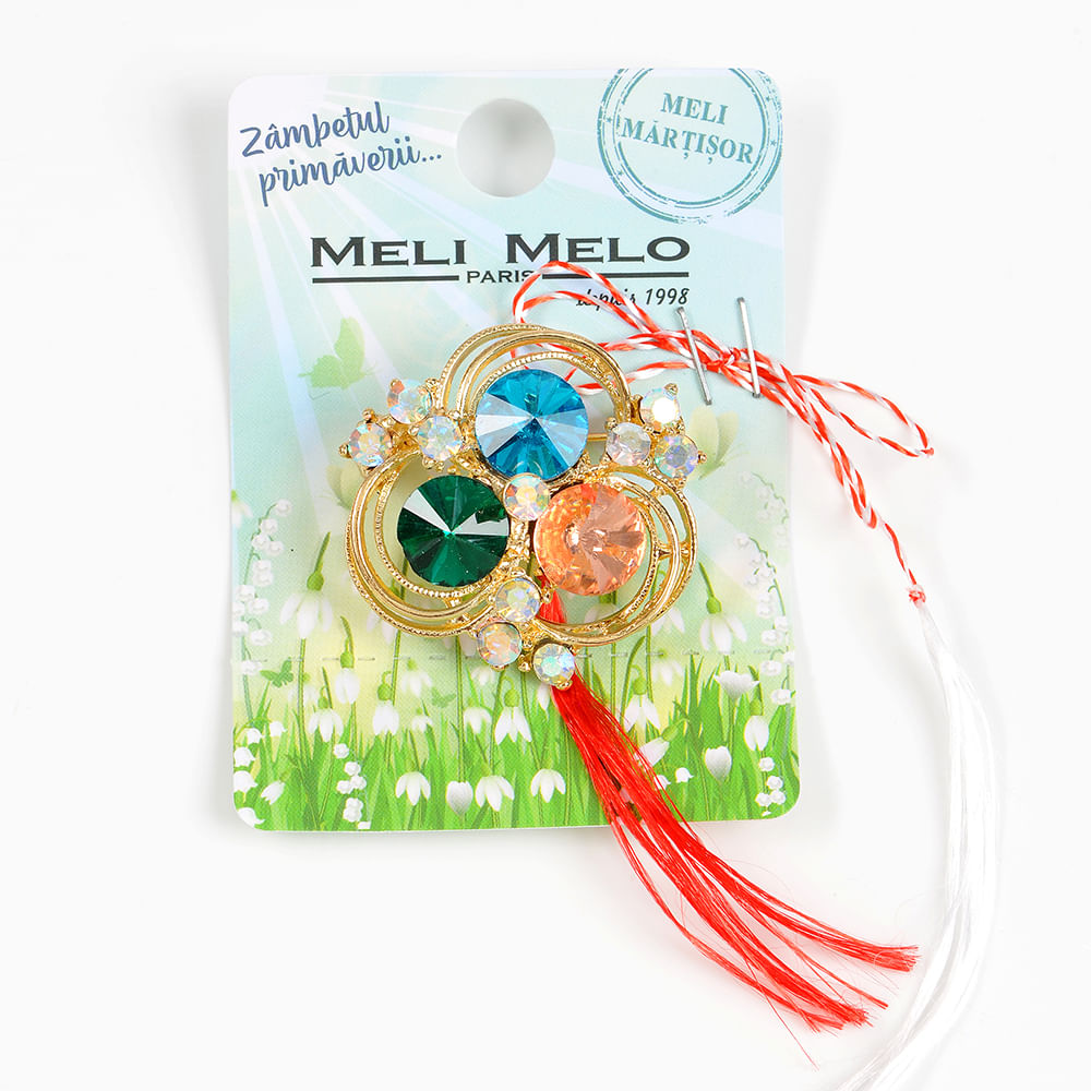 Brosa martisor eleganta cu pietre multicolore - 1 | YEO