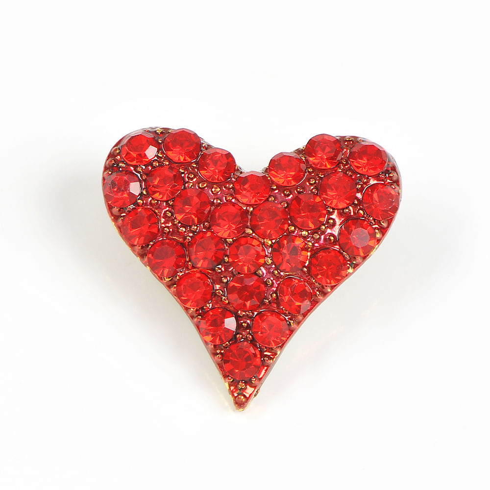 Brosa martisor cu pietre rosii inima