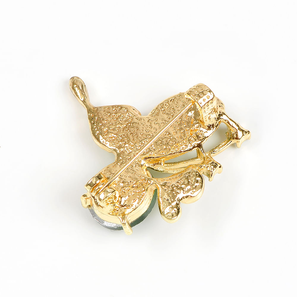 Brosa martisor fluture auriu cu pietre verzi - 3 | YEO