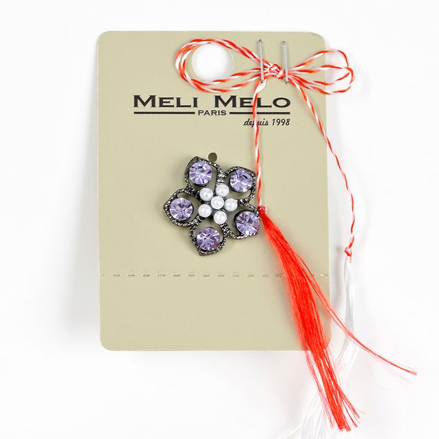Brosa martisor floare mov cu pietre