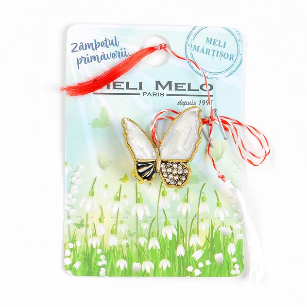 Brosa martisor fluture cu aripi albe