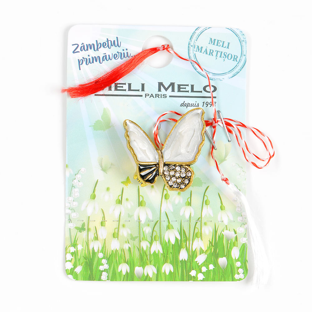 Brosa martisor fluture cu aripi albe - 1 | YEO