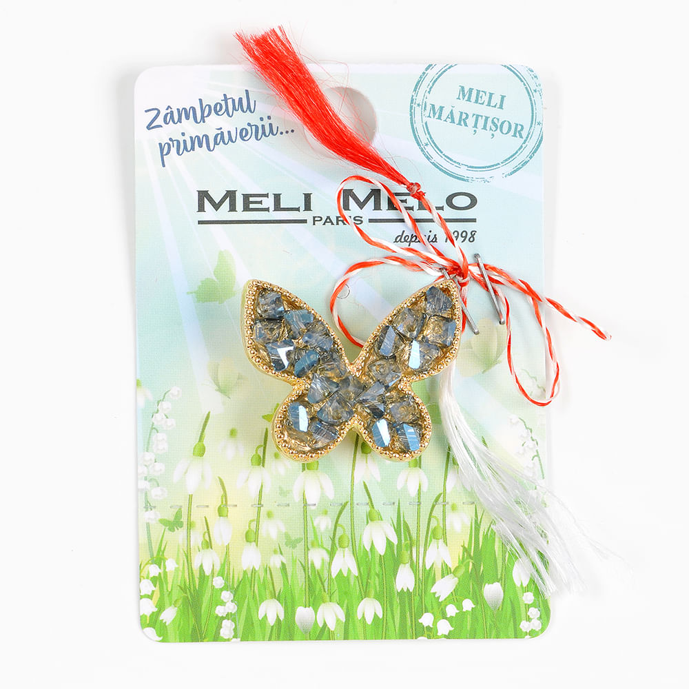 Brosa martisor fluture cu pietre acrilice - 1 | YEO