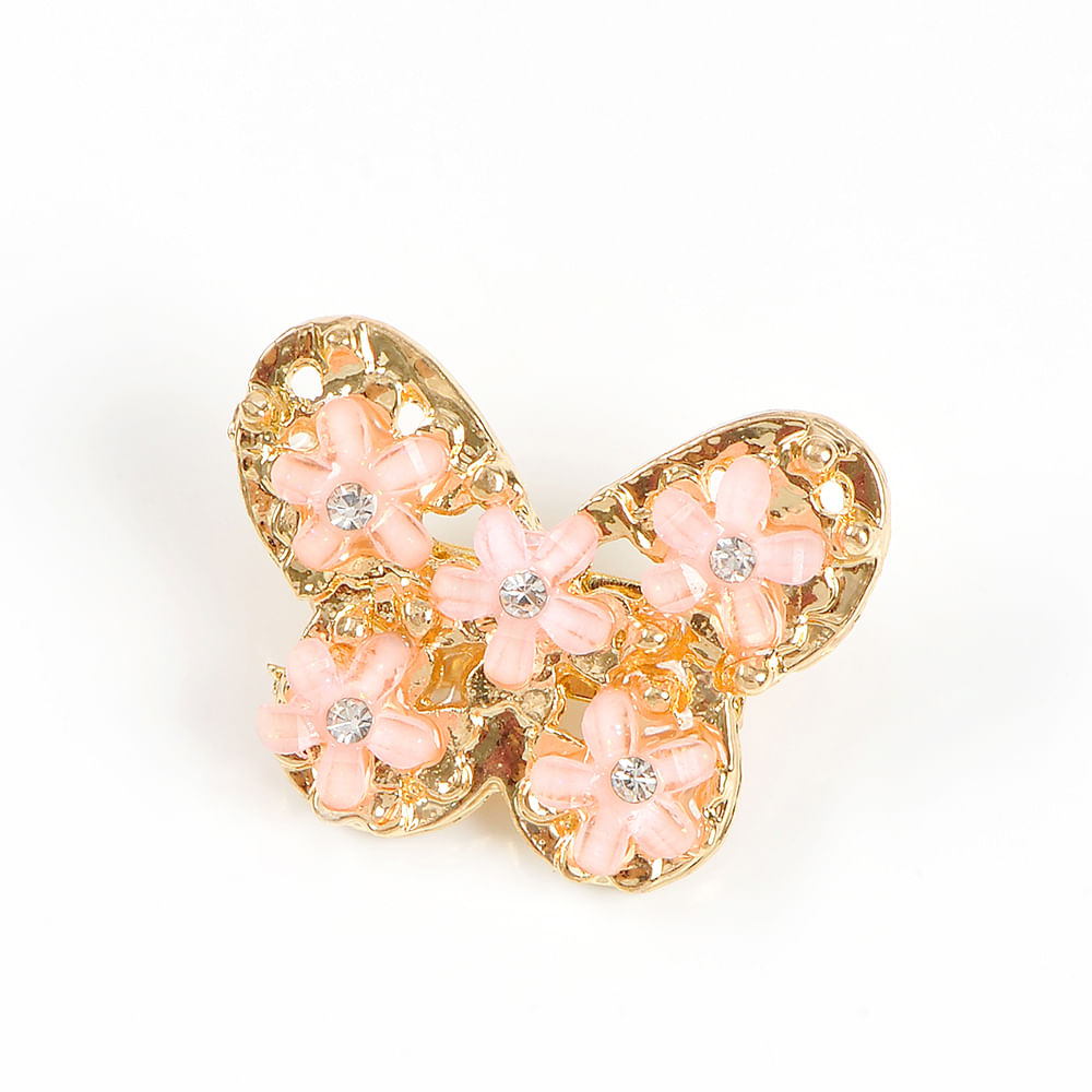 Brosa martisor cu pietre roz fluture auriu - 2 | YEO