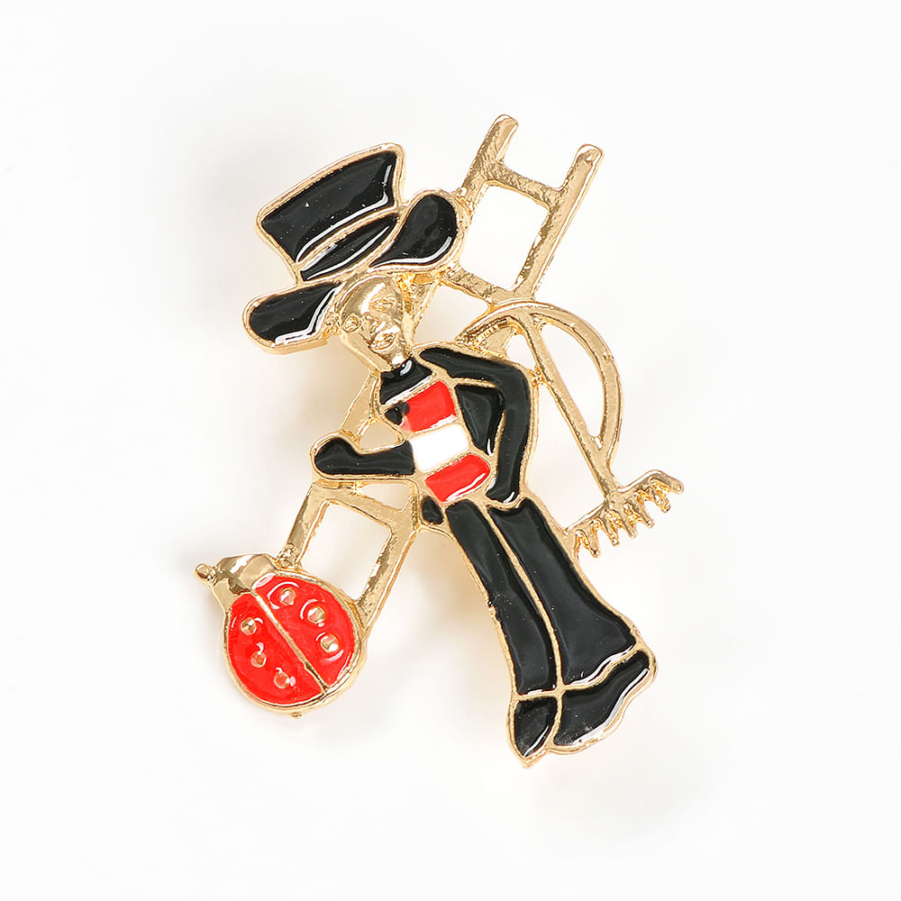 Brosa martisor cosar negru cu gargarita  rosie - 2 | YEO