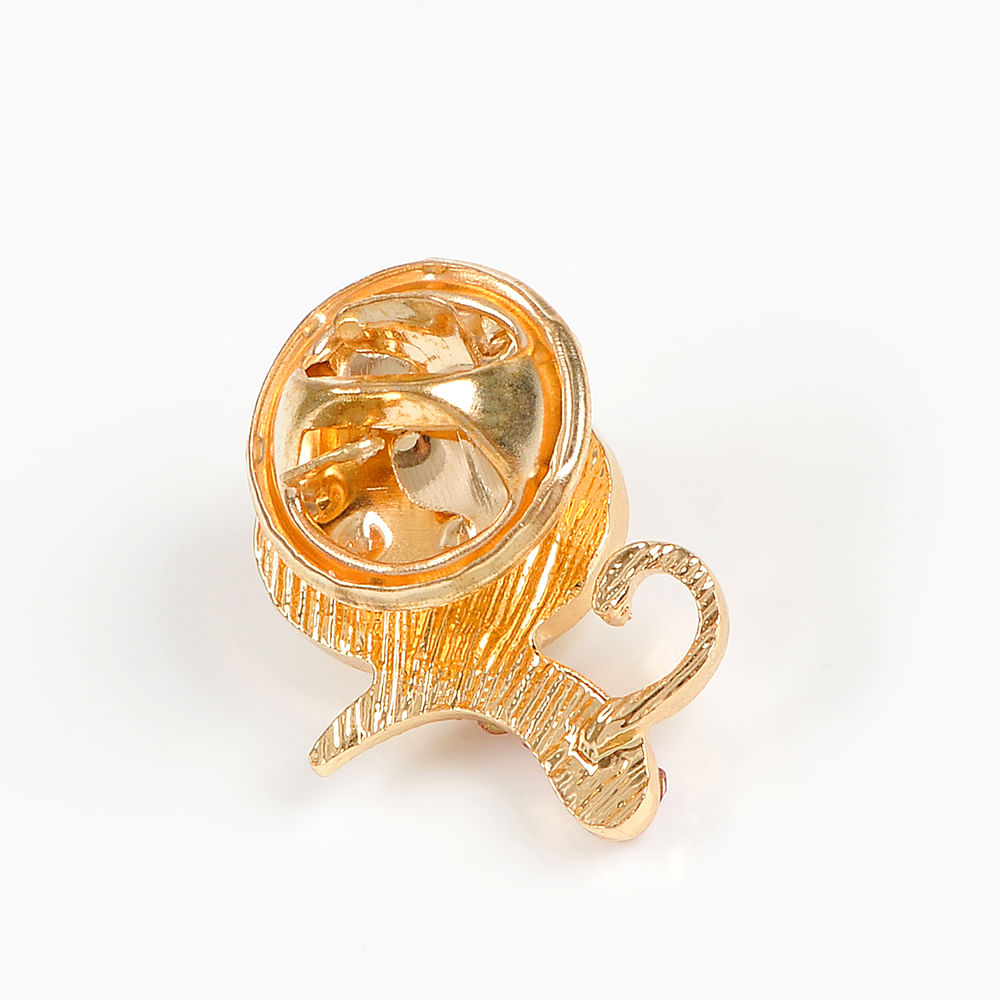 Brosa martisor pisica aurie cu pietre roz - 3 | YEO