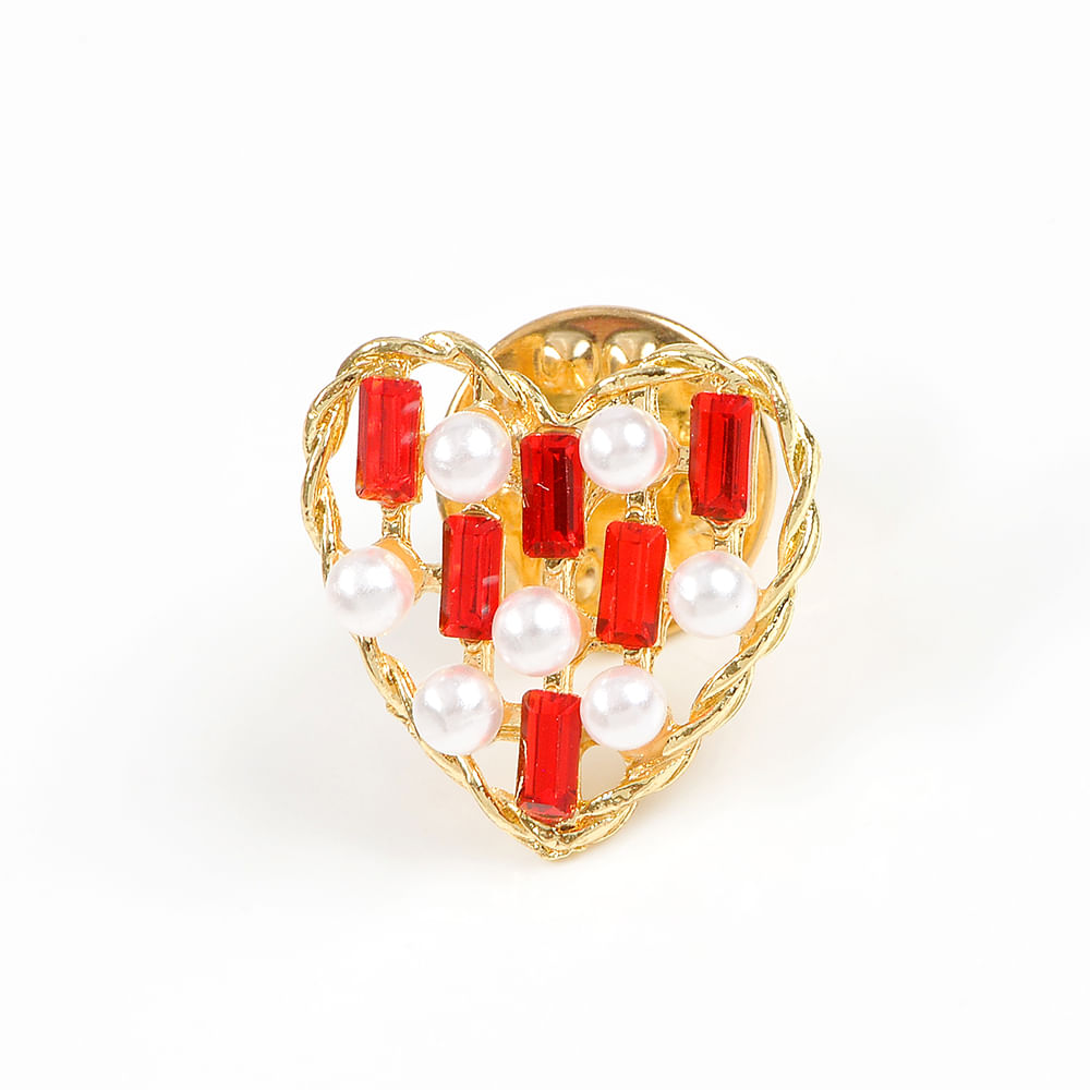 Brosa martisor inima cu perle si pietre - 2 | YEO