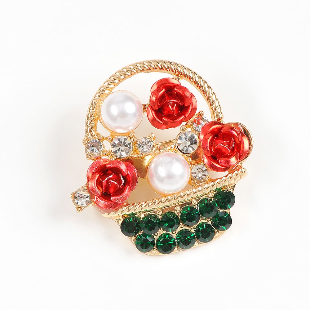 Brosa martisor cos cu trandafiri - 2 | YEO