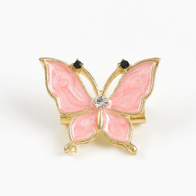 Brosa martisor fluture auriu cu aripi roz