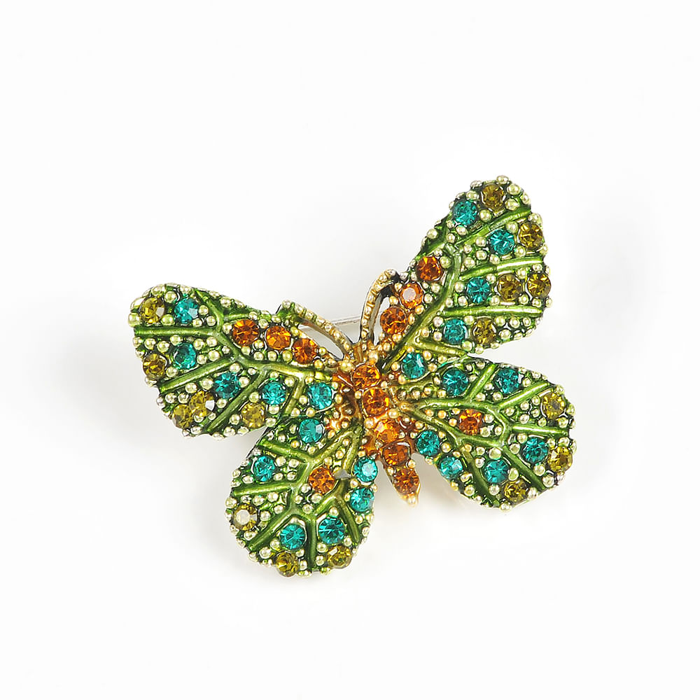 Brosa martisor fluture  cu pietre verzi - 2 | YEO