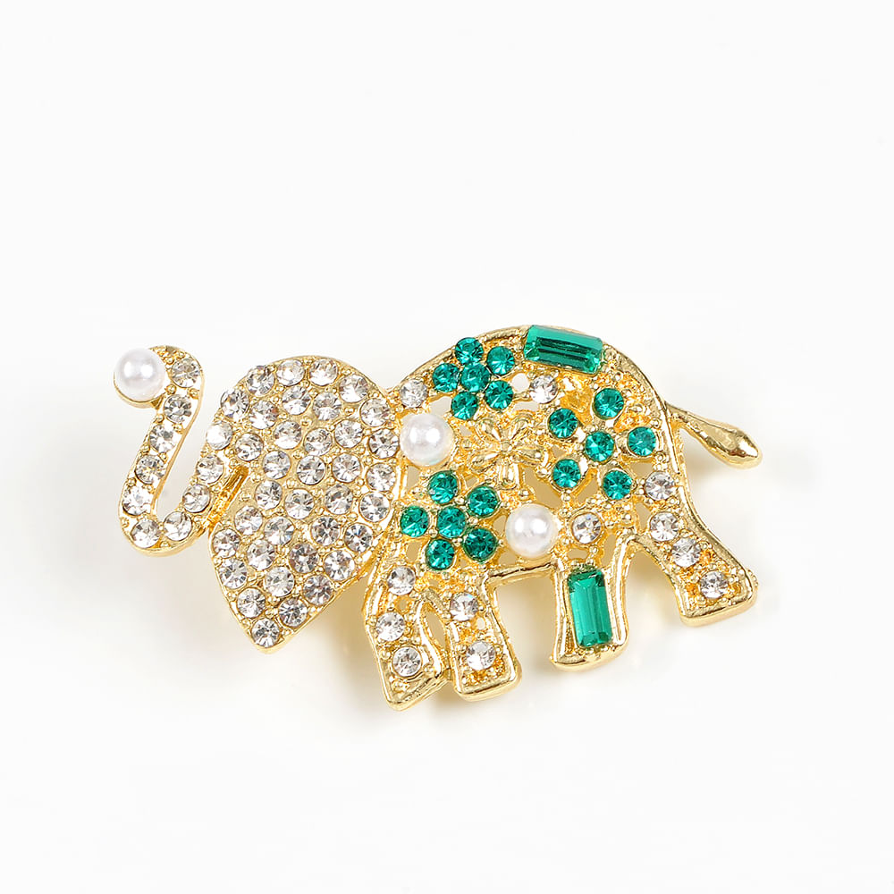 Brosa martisor elefant auriu cu pietre - 2 | YEO