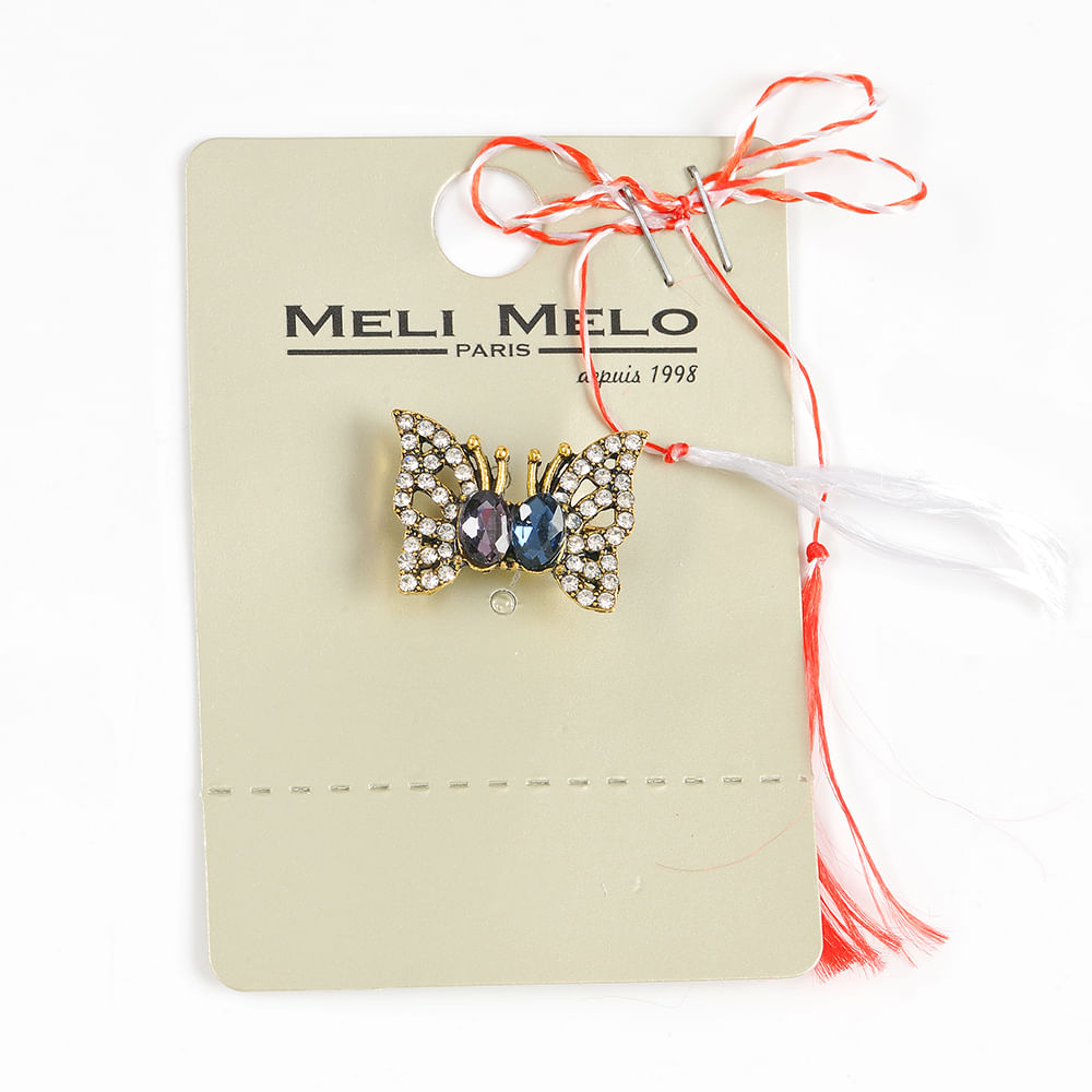 Brosa martisor fluture cu pietre albe - 1 | YEO