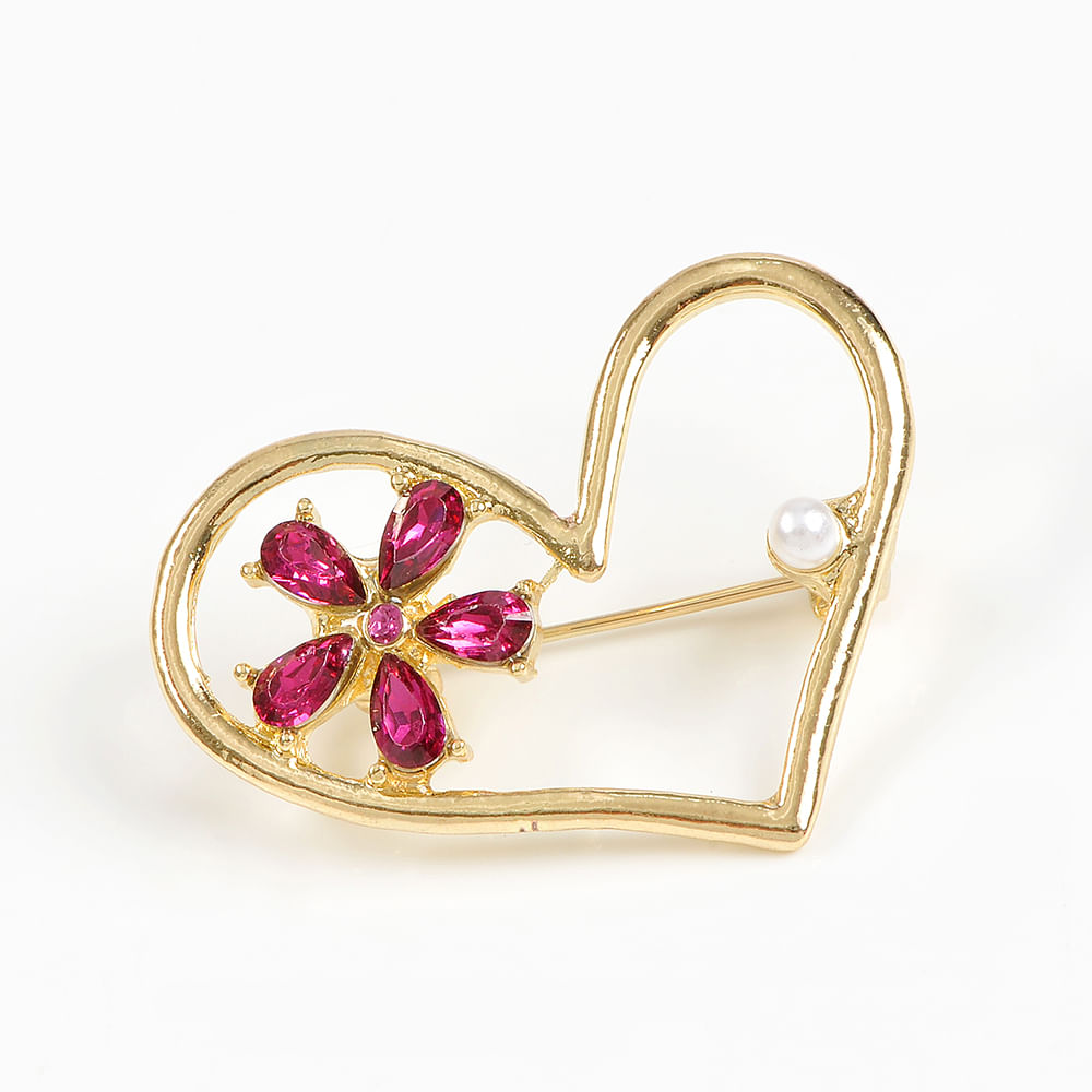 Brosa martisor inima cu floare mov - 2 | YEO
