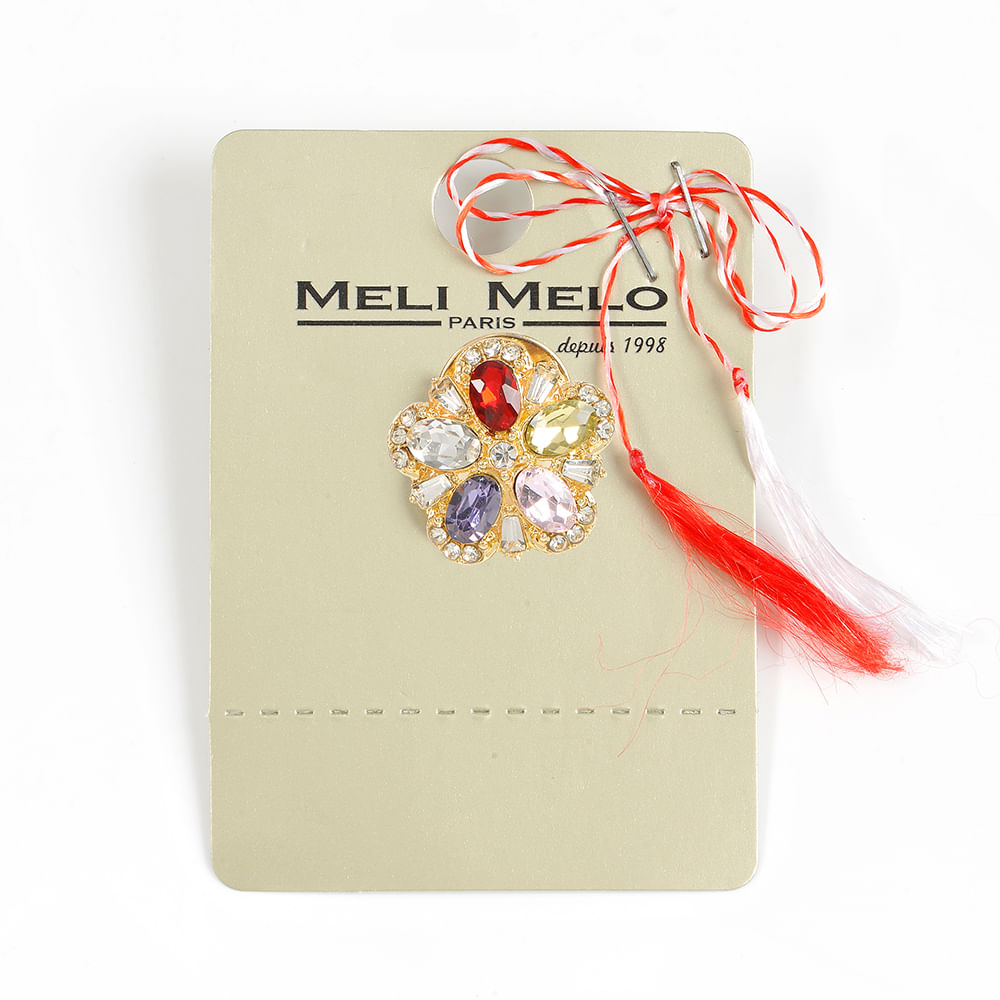 Brosa martisor floare cu pietre multicolore - 1 | YEO