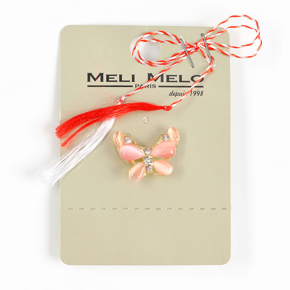 Brosa martisor fluture cu aripi roz - 1 | YEO