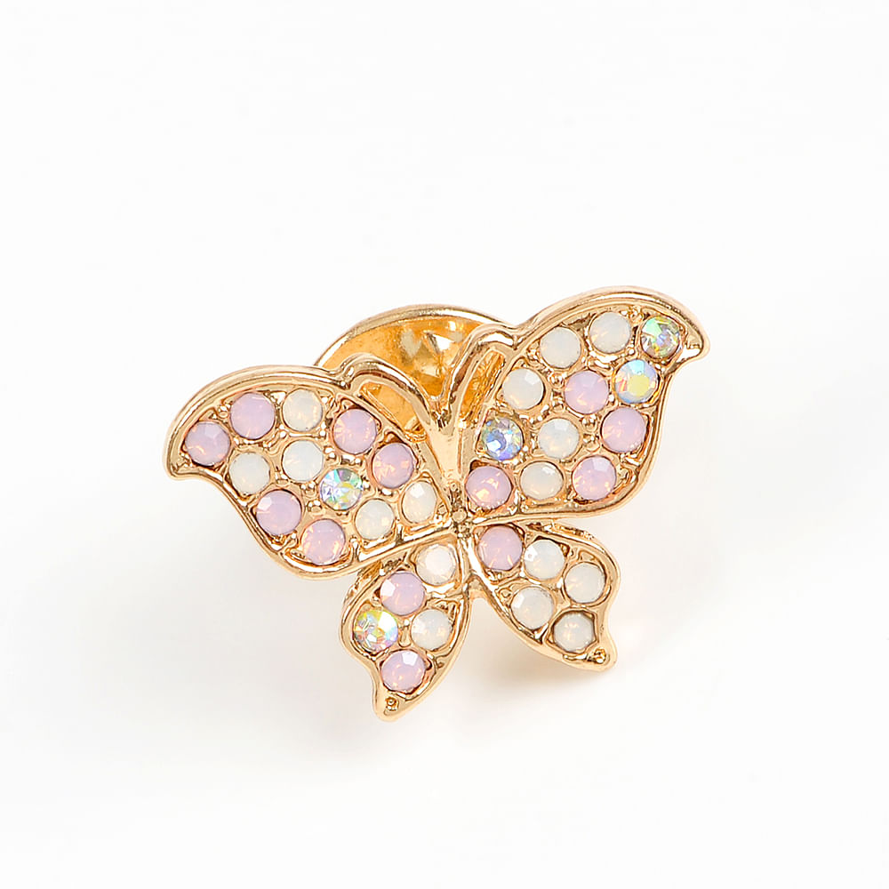 Brosa martisor fluture cu pietre albe si roz - 2 | YEO