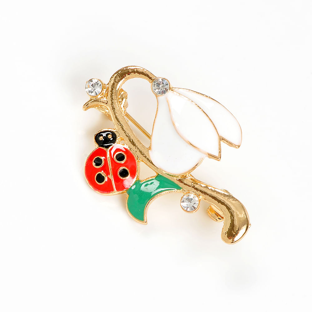 Brosa martisor ghiocel cu gargarita rosie - 2 | YEO