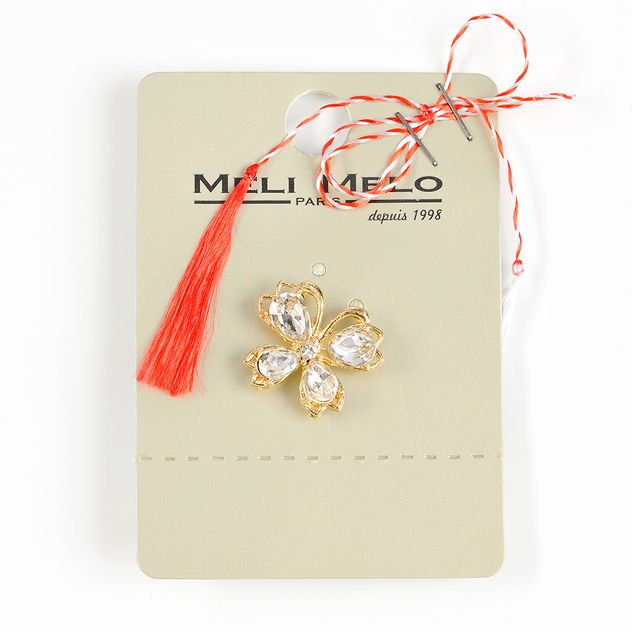 Brosa martisor floare transparenta cu contur auriu