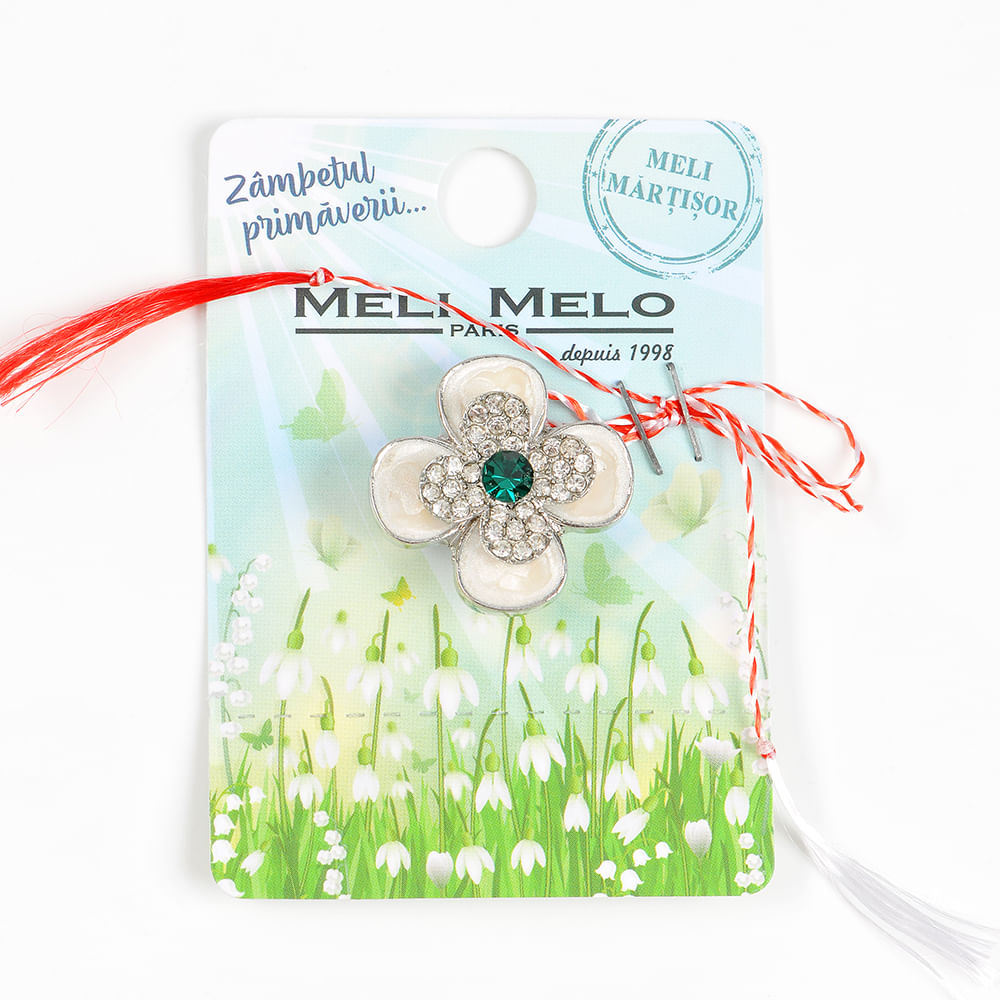 Brosa martisor trifoi cu frunze albe - 1 | YEO