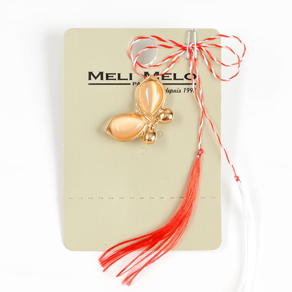 Brosa martisor fluture cu aripi roz - 1 | YEO