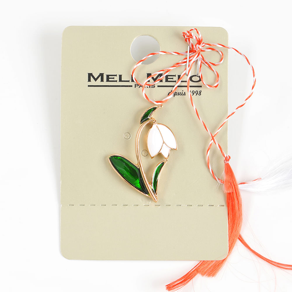 Brosa martisor ghiocel cu frunze verzi - 1 | YEO